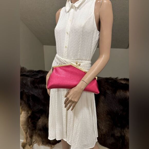 Metallic Magenta Handmade Cowhide leather Unique Frame & Skull Kisslock Purse - Picture 8 of 17